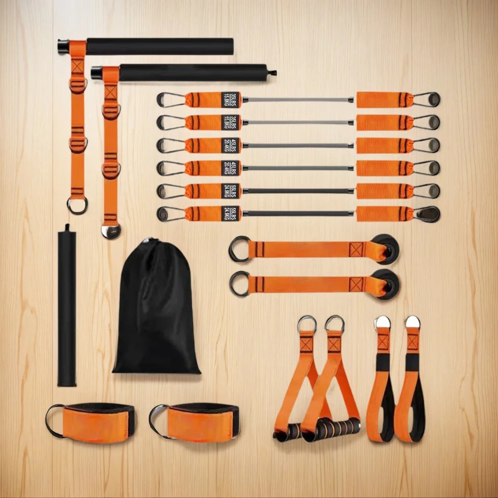 Multifunctional Portable Pilates Bar With Resistance Bands Yoga Full Body Workout