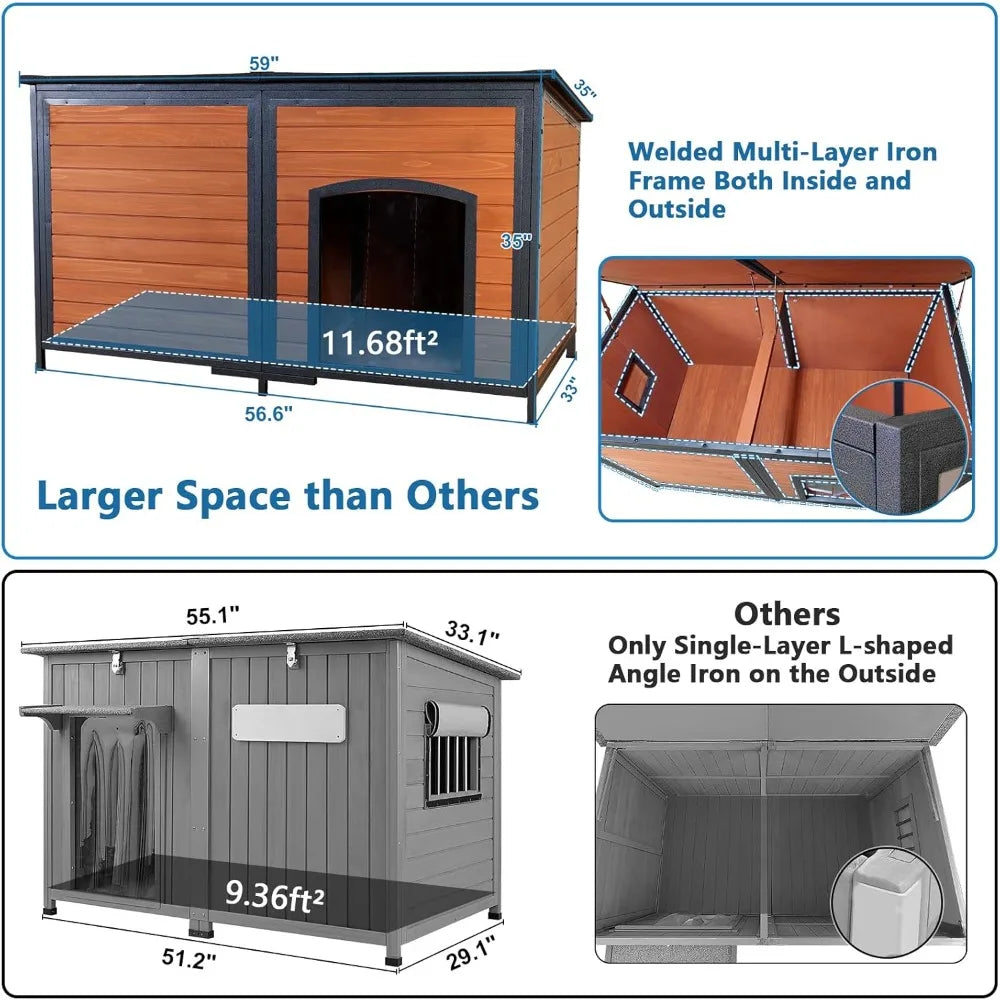 Extra Large Outdoor Insulated Dog House Weatherproof Six Sided Foam