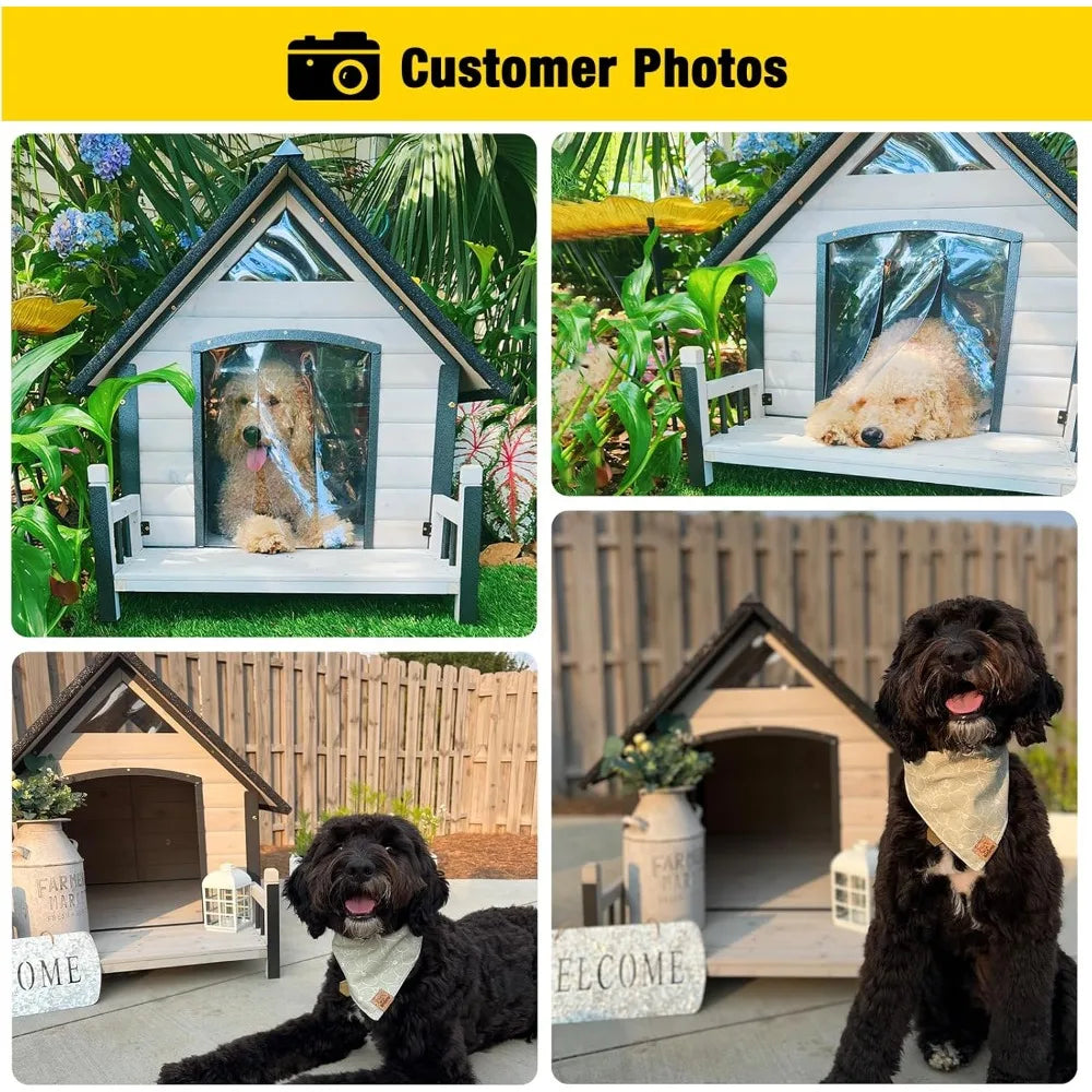 Aivituvin Grey Outdoor Dog House With Metal Frame For Small To Medium Dogs