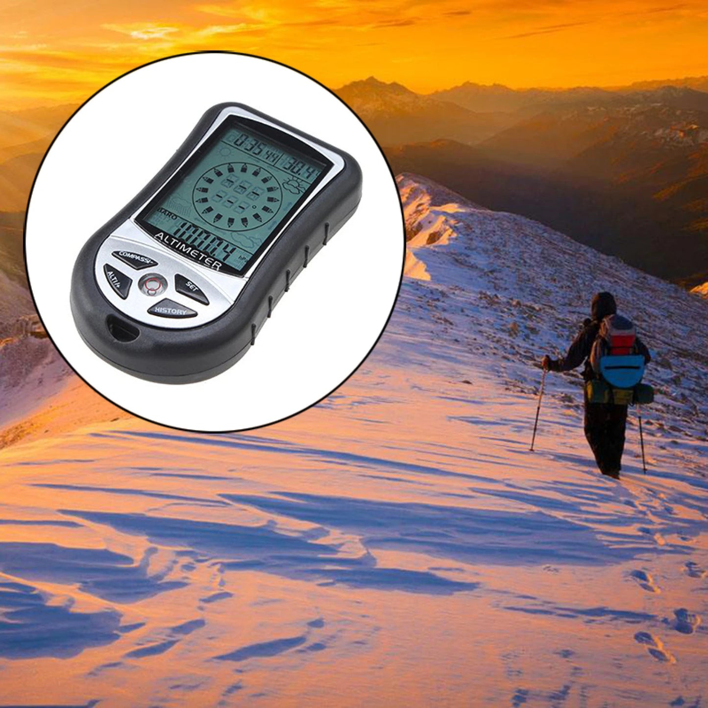 8-in-1 Handheld Digital Altimeter Compass Thermometer Backlight Outdoor Camping Travel Altimeter Barometer