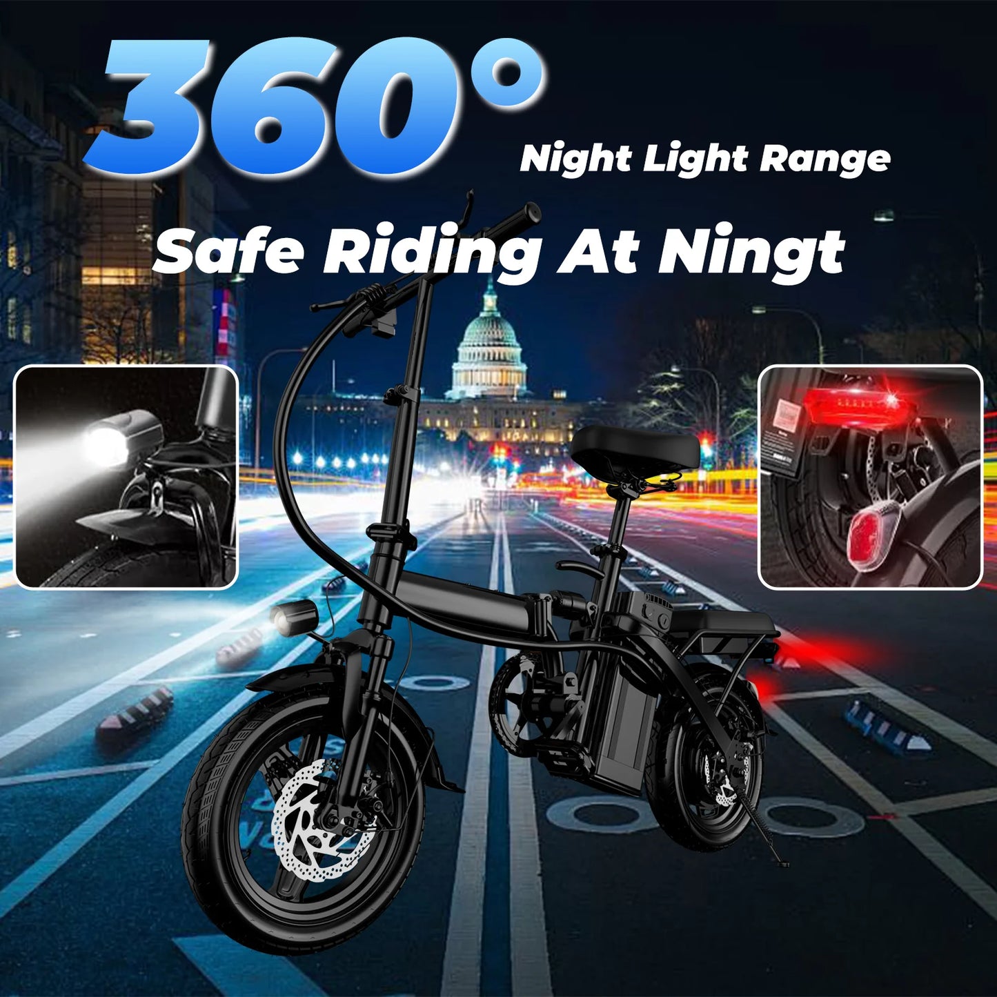 Lelekuai 500W Adult Electric Folding Bike 14 Inch 20 MPH Removable 48V Battery