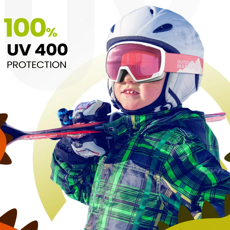 OutdoorMaster Kids Ski And Snowboard Goggles Helmet Compatible Youth