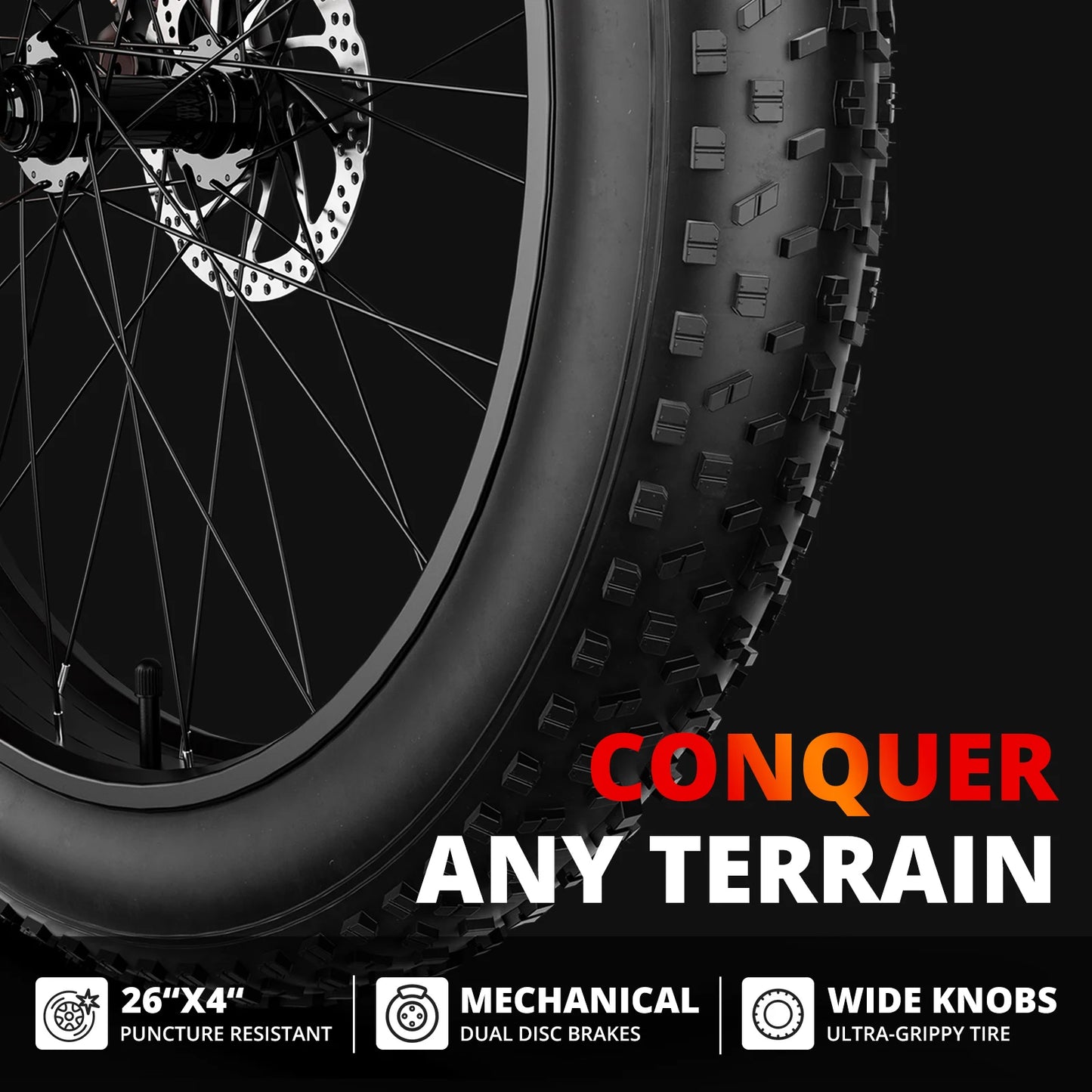 Amyet Eb26 Electric Bike 1500W Peak 48V 15Ah Adults 26 Inch Fat Tire Bike 31mph