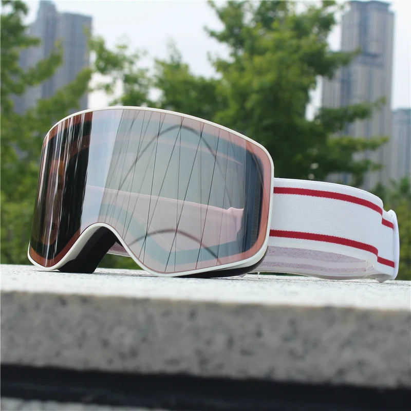 Unisex Ski Snowboard Goggles UV400 Anti Fog Double Cylindrical Over Glasses