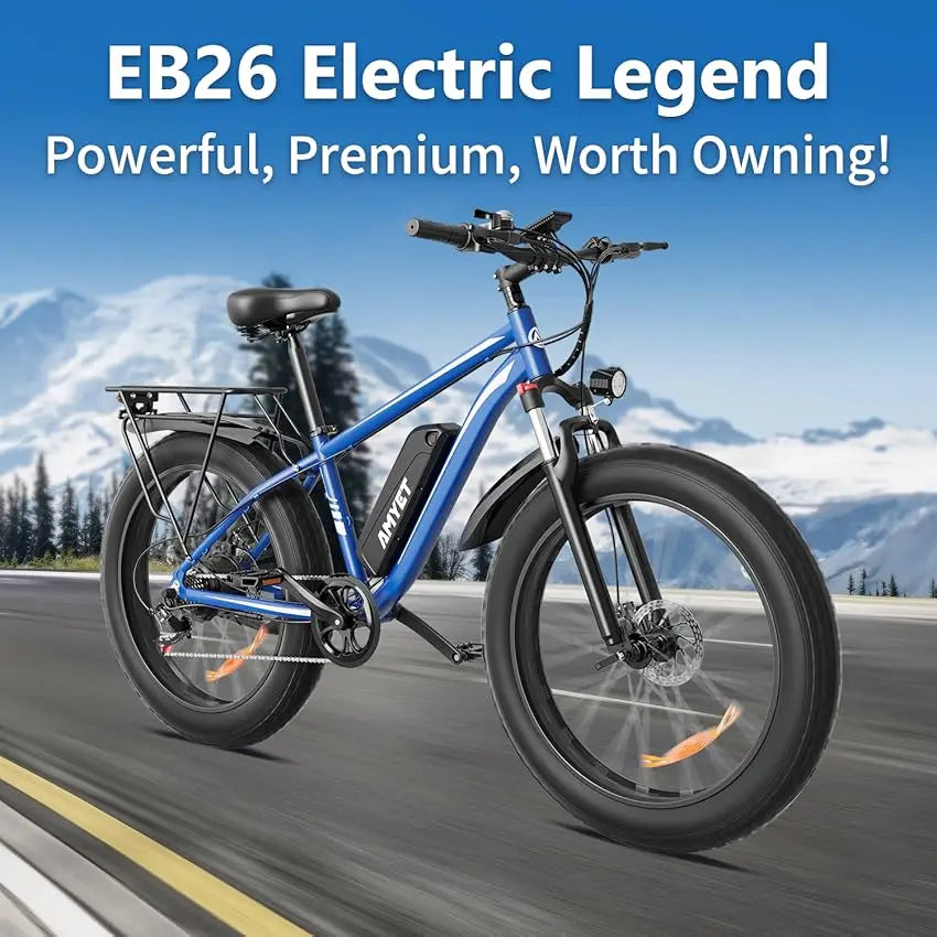 Amyet Eb26 Electric Bike 1500W Peak 48V 15Ah Adults 26 Inch Fat Tire Bike 31mph