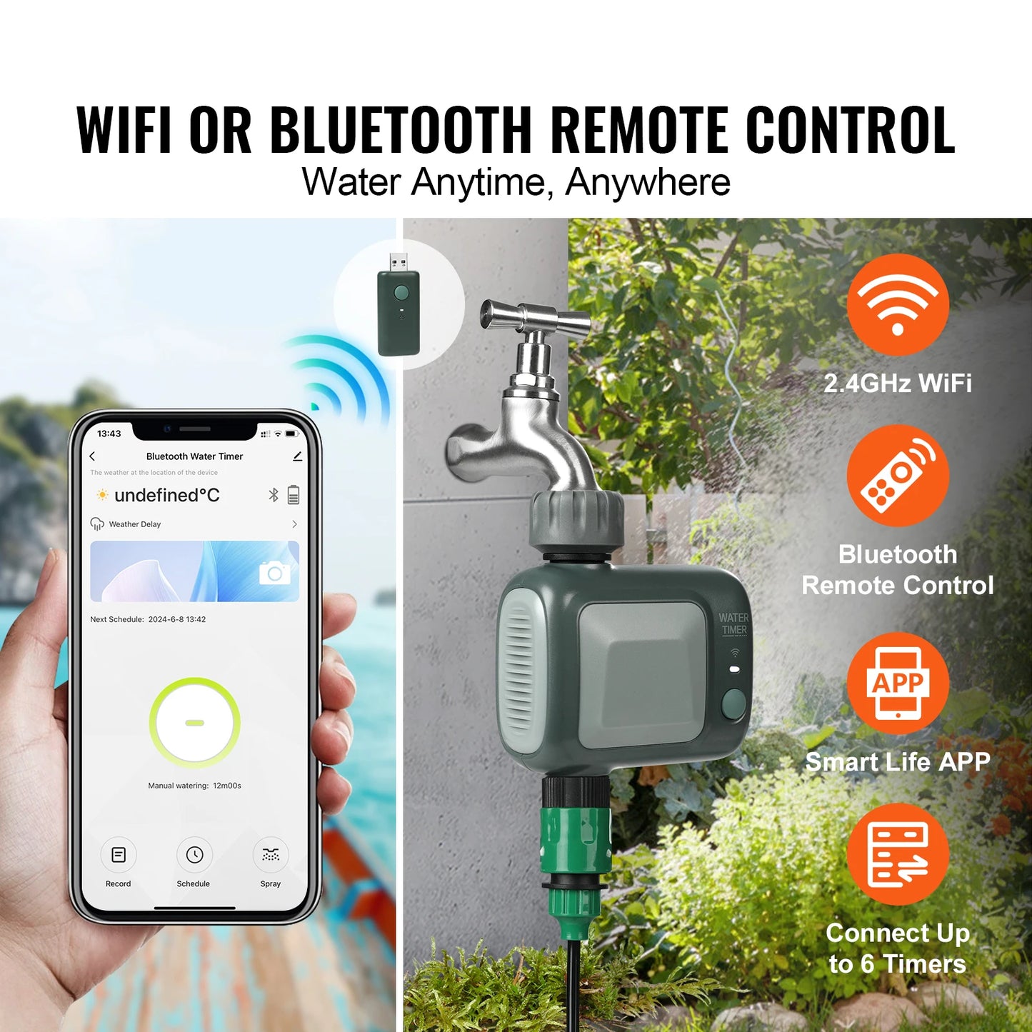SucceBuy WiFi Sprinkler Timer Single or Dual Outlet Water Timer App Control IPX6