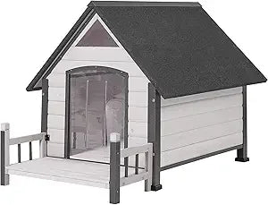 Aivituvin Grey Outdoor Dog House With Metal Frame For Small To Medium Dogs