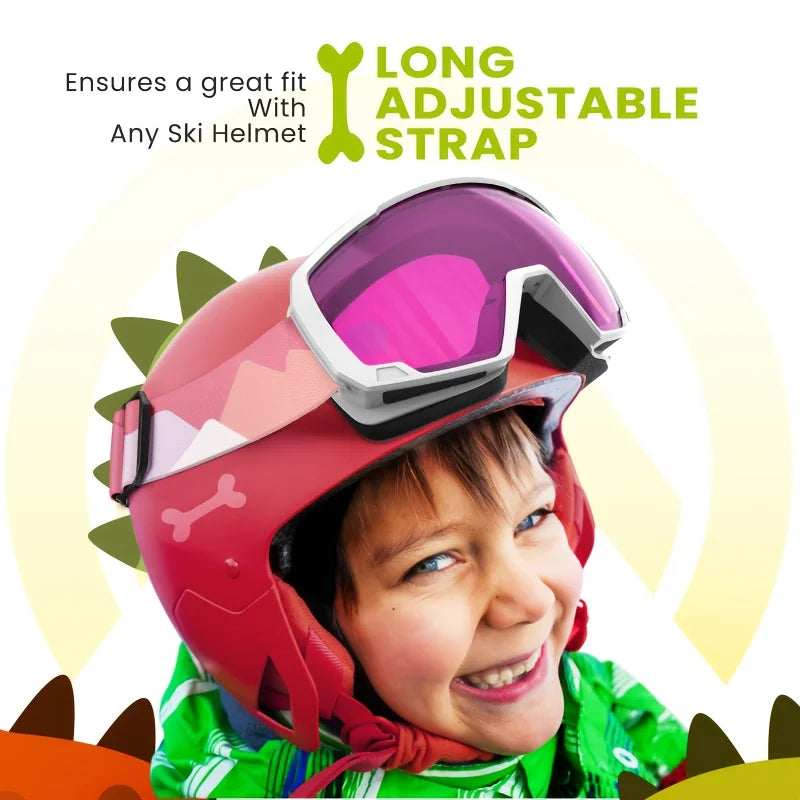 OutdoorMaster Kids Ski And Snowboard Goggles Helmet Compatible Youth