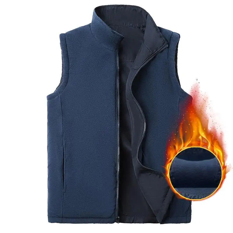 Winter Men Fleece Sleeveless Vest Outdoor Warm Sherpa Thick Multi Pocket 8XL
