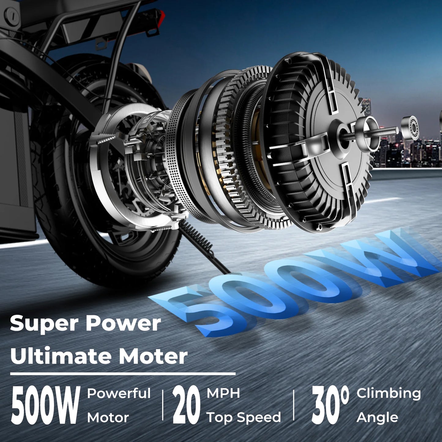 Lelekuai 500W Adult Electric Folding Bike 14 Inch 20 MPH Removable 48V Battery