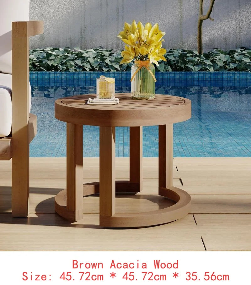 4 Piece Acacia Wood Outdoor Patio Deep Seating Cushioned Set With Coffee Table