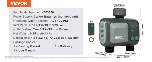 SucceBuy WiFi Sprinkler Timer Single or Dual Outlet Water Timer App Control IPX6