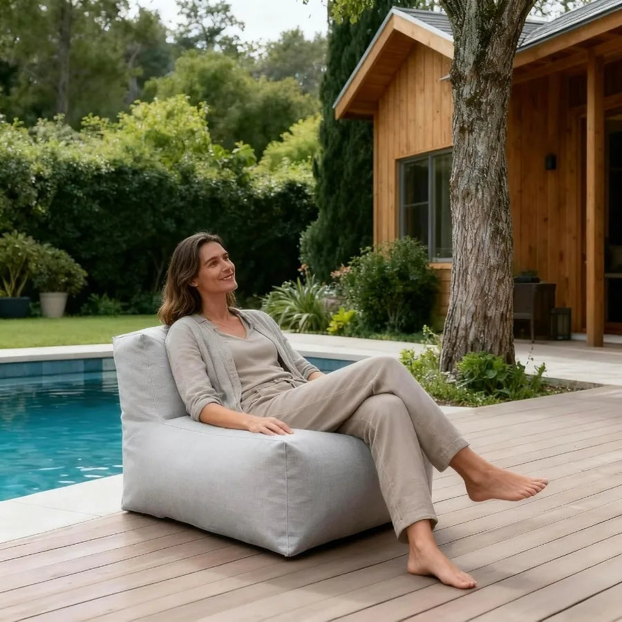 Modern Outdoor Set With Bean Bag Corner Chair And Sectional High Density Foam