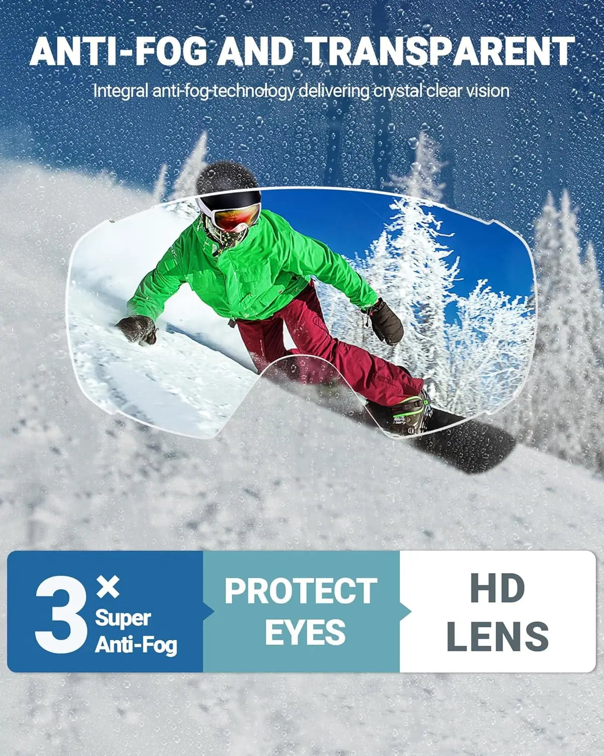 OutdoorMaster Ski Goggles OTG Anti Fog with Cover for Men Snowboard
