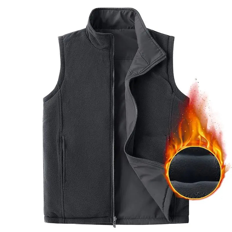 Winter Men Fleece Sleeveless Vest Outdoor Warm Sherpa Thick Multi Pocket 8XL