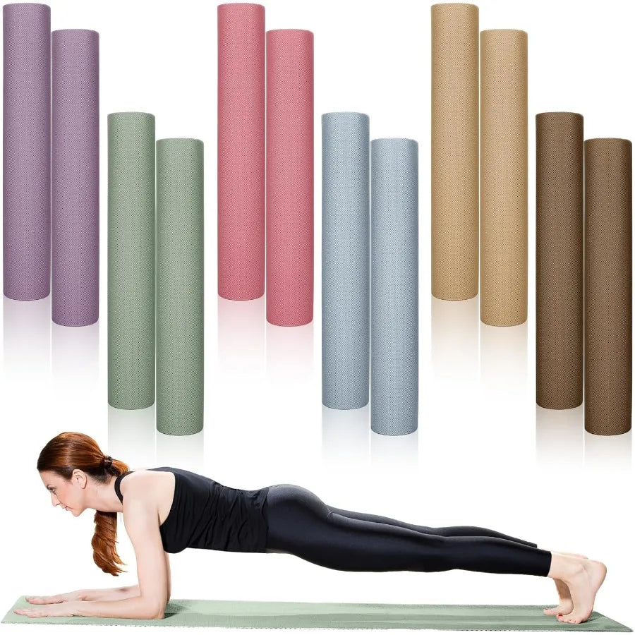 12 Pack Yoga Mat Bulk 4mm Thick Extra Long Sports Mat Anti Slip Tear Resistant Yoga Exercise Set for Fitness Stretching Home Wo