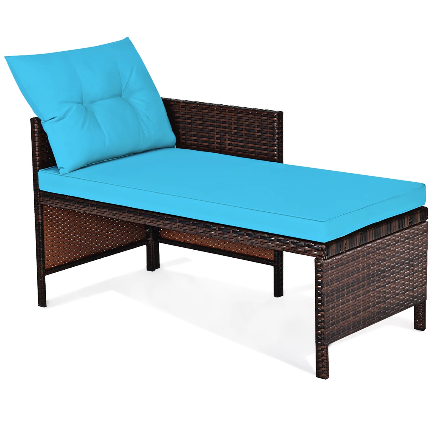 3PCS Patio Wicker Rattan Sofa Set Outdoor Sectional Conversation Set Turquoise