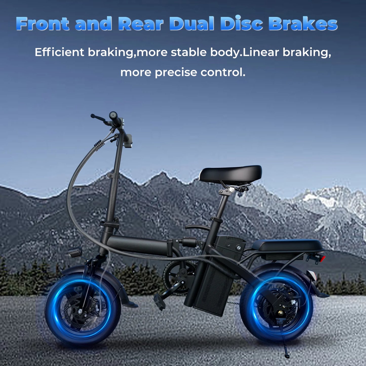 Lelekuai 500W Adult Electric Folding Bike 14 Inch 20 MPH Removable 48V Battery
