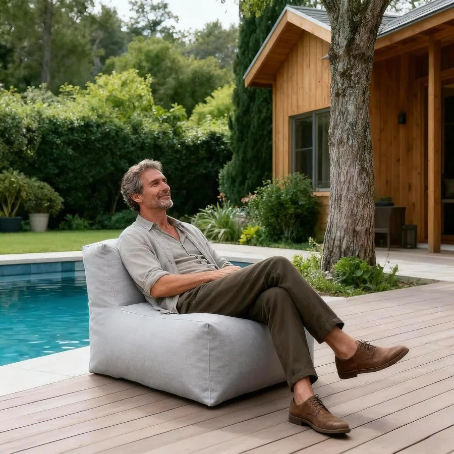 Modern Outdoor Set With Bean Bag Corner Chair And Sectional High Density Foam