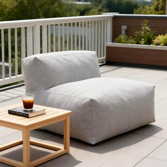 Modern Outdoor Set With Bean Bag Corner Chair And Sectional High Density Foam