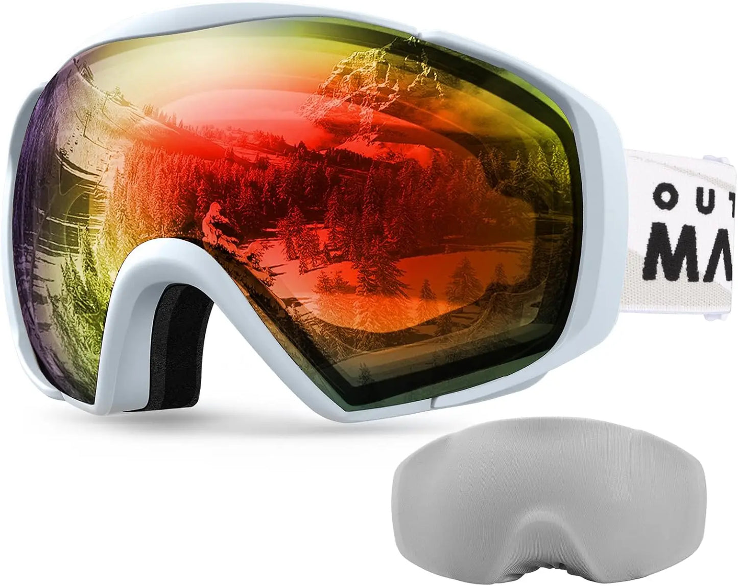 OutdoorMaster Ski Goggles OTG Anti Fog with Cover for Men Snowboard