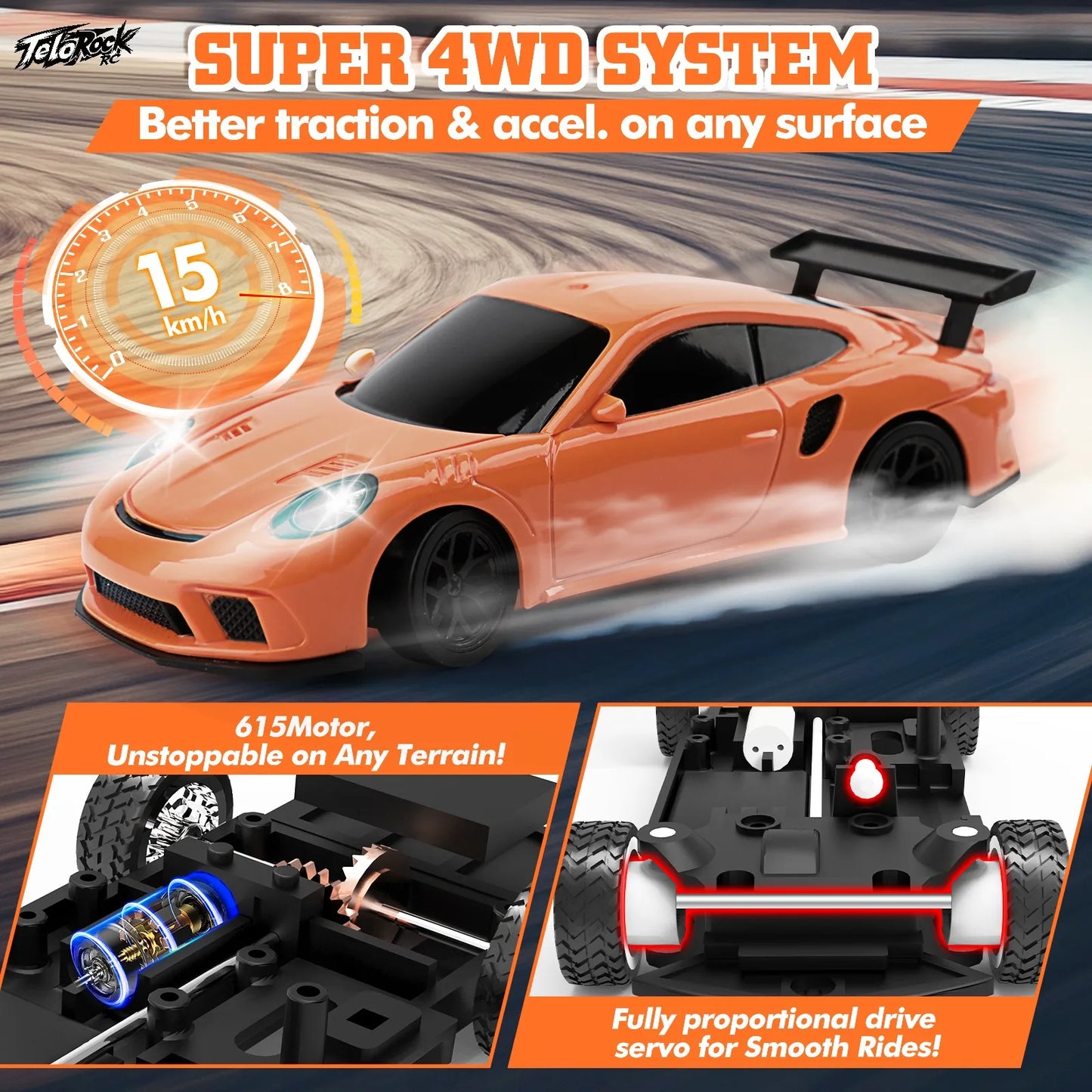 1/43 Scale 4WD Edition Mini RC Drift Car, RTR with Full Proportional Steering & Throttle, 2.4GHz Remote Control