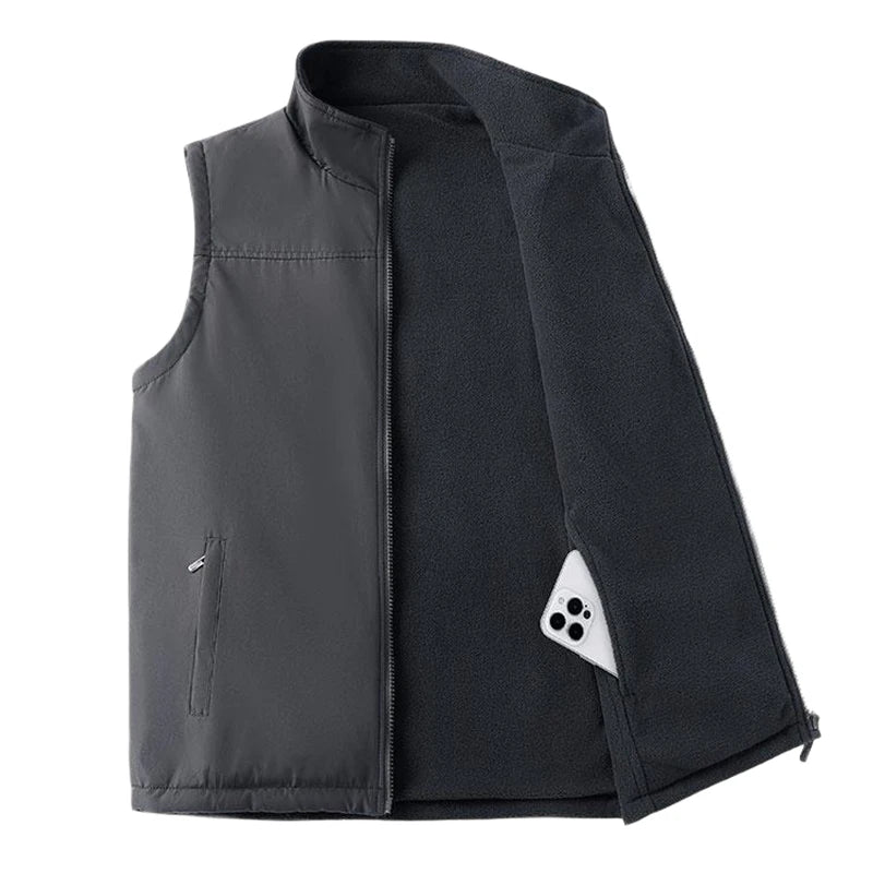 Winter Men Fleece Sleeveless Vest Outdoor Warm Sherpa Thick Multi Pocket 8XL
