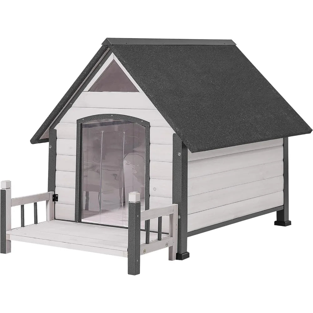 Aivituvin Grey Outdoor Dog House With Metal Frame For Small To Medium Dogs