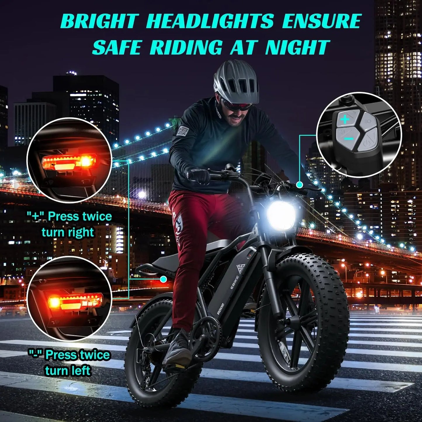 TST R002S 1500W Fat Tire Electric Bike 20 Inch All Terrain 28 MPH Range