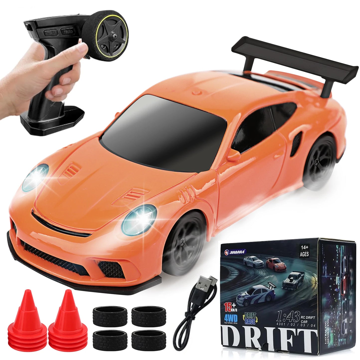 1/43 Scale 4WD Edition Mini RC Drift Car, RTR with Full Proportional Steering & Throttle, 2.4GHz Remote Control