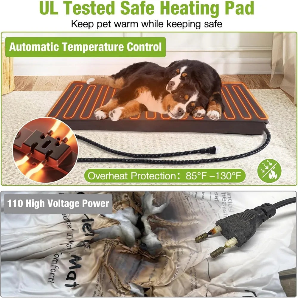 GUTINNEEN Heated Outdoor Dog Kennel With Safe Heated Pad Chew Proof Metal Frame