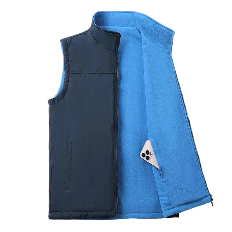 Winter Men Fleece Sleeveless Vest Outdoor Warm Sherpa Thick Multi Pocket 8XL