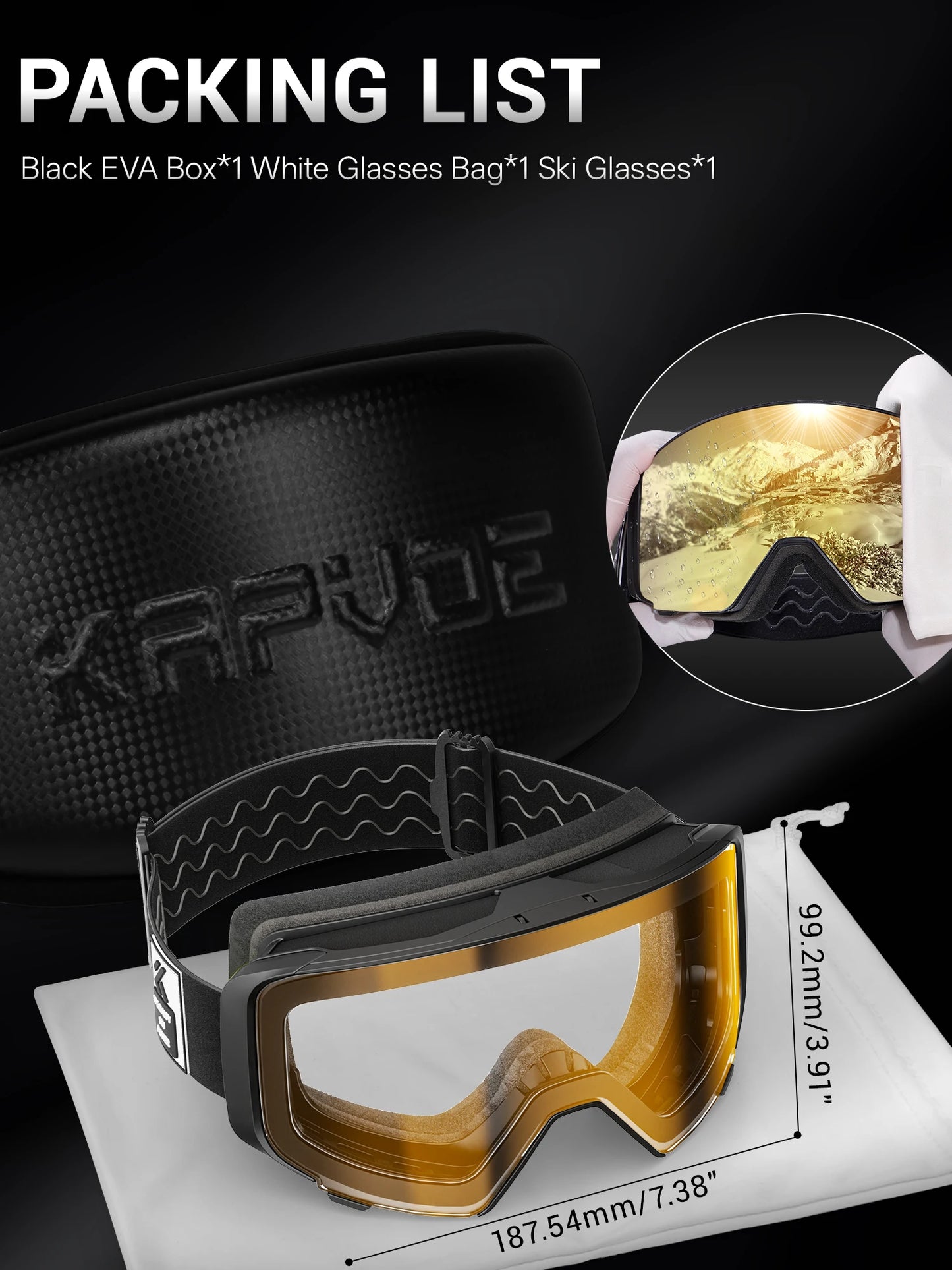 Kapvoe Photochromic Ski Goggles Breathable UV400 Anti Fog Magnetic Snowboard