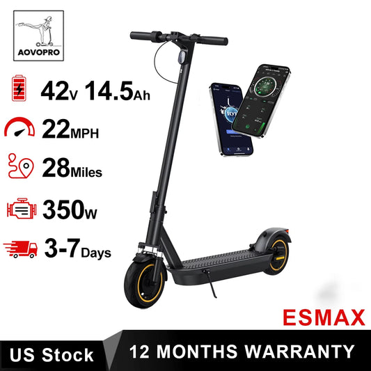 AOVOPRO ESMAX Electric Scooter 500W Foldable Shock Absorbing Anti Skid App